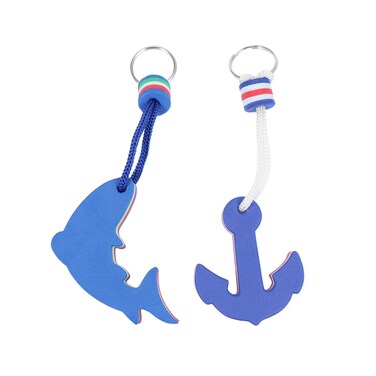Floating Key Chain 2Pcs Floating Key Chains EVA Dolphin and Anchor Keyring Water Buoyant Keychain Floating Boat Keyrings for Boating Kayak Fishing Water Sports Key Ring