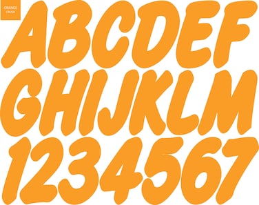 STIFFIE WhipOne Orange Crush Super Sticky 3" Alpha Numeric Registration Identification Numbers Stickers Decals for Sea-Doo Spark, Inflatable Boats, Ribs, Hypalon/PVC, PWC and Boats.