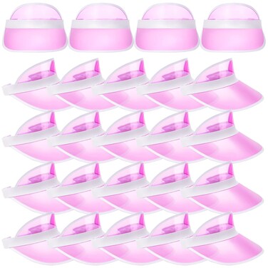 Jeyiour 24 Pcs Transparent Sun Visor PVC Visor Hat UV Protection Poker Visor Beach Golf Clear Visor Tourist Visor Cap for Women Outdoor Sports Tennis Football Party Accessories