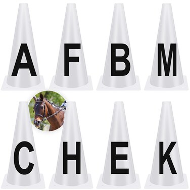 Yexiya 8 Pcs Dressage Cones Training Cones Dressage Letters Dressage Cones Set for Equestrian Athletes and Events Includes A, B, C, E, H, K, F Letters M Letters, White