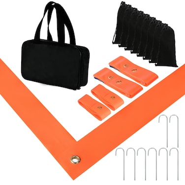 Olybeaka Beach Volleyball Lines for Sand - 2.5 inch Highly Visible Boundary Lines Set for Outdoor + 8 Stainless Anchors + 8 Sand Bags + Carry Bag, Official Court Size Dimensions (26.3' x 52.6')