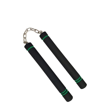 TOPOINT Nunchuck,Safe Foam Training Nunchucks/Nunchakus with Steel Chain for Kids &amp; Beginners Practice and Training,Color: Green &amp; Black