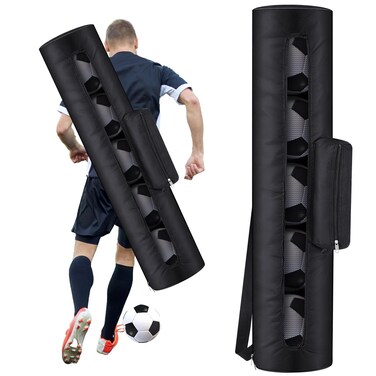 SilTriangle Mesh Ball Bag Holds up to 5 Balls Soccer Ball Bag for Coaches 40 x 9 Inches Soccer Equipment Bags with 1 Front Pockets and Adjustable Shoulder Strap for Coach Sport Accessories