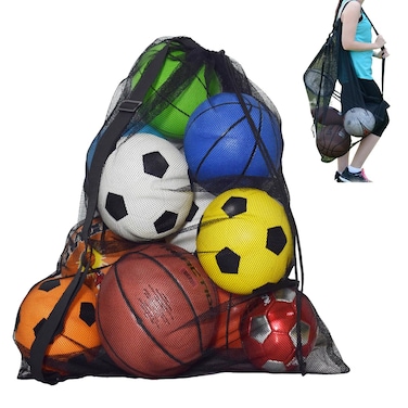 Extra Large Sports Ball Bag,Drawstring Mesh Ball Bags Soccer Ball Bag for Storage Basketball,Football, Volleyball,BaseBall,Waterball and Swimming Gears with Adjustable Shulder Strap
