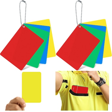 Syhood 2 Set Referee Penalty Cards Soccer Red and Yellow Blue Green Referee Card Sets Volleyball Referee Cards Delay Ejection Warning Umpire Gear for Sports Competition Game