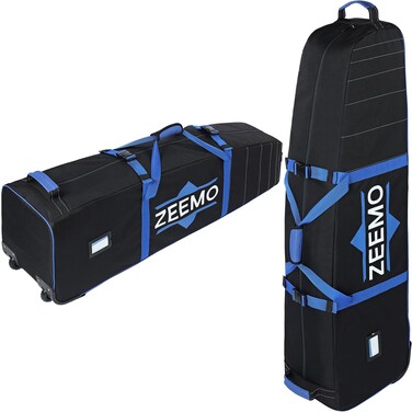 ZEEMO Golf Travel Bag, Mid-open Protective &amp; Wheeled Airline-Approved Case for Clubs, Stand&amp;CartBag, Waterproof Soft-Sided Cover Made of Heavy Duty Oxford, Black