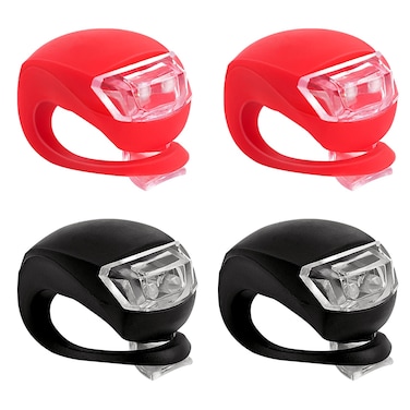 4 Pack Bike Light, Bicycle Light, Silicone LED Bike Light Set, 2 Pcs Bike Headlight and 2 Pcs Taillight,Multi-Purpose Waterproof Bike Light,Red and White,Batteries Included