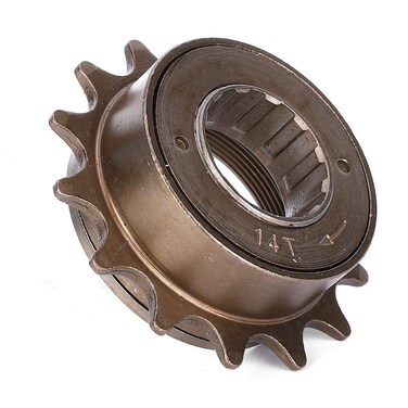 Joyzan Single Speed Freewheel, Bike Flywheel Sprocket 14T Metal Fixed Gear Bicycle Parts Conversion Kit Threaded Type Freehub Cycling Replacement Bronze Accessory for Mountain Road Folding Bikes