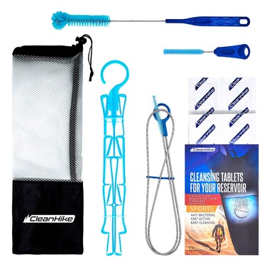 Reservoir Hydration Bladder Cleaning Kit - 6-In-1 Water Reservoir Cleaning Kit Of 3 Brushes, Collapsible Frame, (12) Cleansing Tablets &amp; Carry Pouch - Cleaner Set For Back Pack Bladder