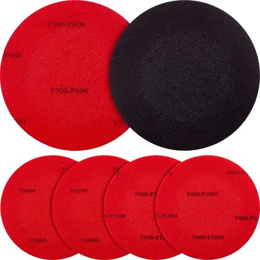 Maitys Bowling Sanding Pads Resurfacing Polishing Kit Bowling Ball Cleaning Kit, 6 Pieces (Red,500, 1000, 2000 Grit)