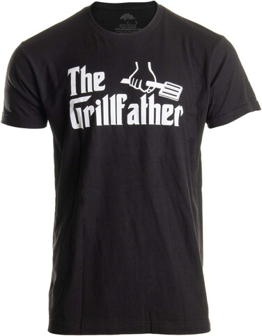 Ann Arbor T-shirt Co. The Grillfather   Funny Dad Grandpa Grilling BBQ Meat Humor T-Shirt Joke for Men - (Adult, M) Black