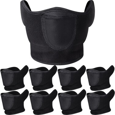 9 Pack Half Face Mask Motorcycle Face Mask Balaclava Winter Warm Windproof Mask Women Cold Weather Fleece Ear Warmer Face Cover for Skiing Snowboarding Running Outdoor Black