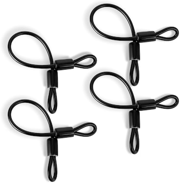 4 Pcs Heavy Duty Loop End Cable Black Security Cable Black Luggage Lock Safety Cable Stainless Steel Cable with Loops Safety Wire Rope Safety Cable Lock for Outdoor GatesTravel Home Hanging Transport