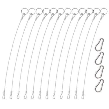 12 Pcs Lanyard Safety Rope,YuCool 2mm 316 Stainless Steel Rope with 4 Pcs Hoist Buckle for Preventing Loss and Hanging Modern Lights