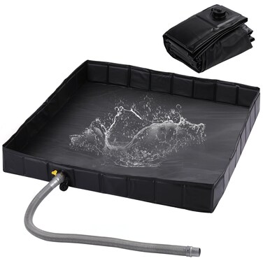 KRUI Camping Shower Base, Foldable Shower Tent Awning Base with Drain Hose to Keep Feet Clean, Portable Shower Pan for Indoor and Outdoor