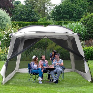 Thinlute 12' X 12' Screen Tent for Camping Canopy Easy Set Up Camper Screen House Room Porch Screened Gazebo 8-10 Person Screenhouse Bug Mesh Shade Tent UPF 50+ Screen Sun Shelter for Outdoor Patios