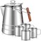 Tioncy Percolator Coffee Pot with 4 Pcs Cups Camping Coffee Percolator 14 Cups Stovetop Coffee Pot 12 oz Portable Cups Large Stainless Steel Coffee Maker Set for Outdoor Travel Campfire