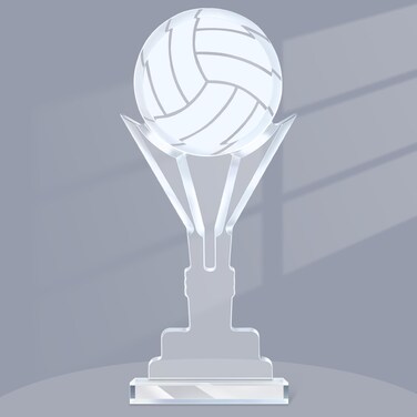 Moucuny 1 Pcs Acrylic Volleyball Trophy Volleyball Gifts Volleyball Award Game Prize Keepsake Acrylic Volleyball Coach Gift for Club Member Team Athlete Volleyball Lover Gift Party Favors