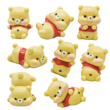 Pinenjoy 8Pcs Mini Cartoon Bear Figurines 1inch Miniature Resin Baby Bear Figures Cute Cake Toppers for DIY Crafts Dollhouse Fairy Garden Micro Landscape Decor