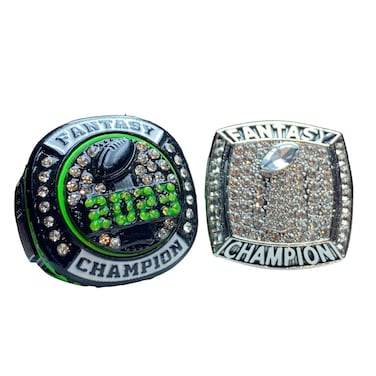 Legacy Rings Set of two 2023 Fantasy Football Championship trophy ring   Silver Tone, and Neon Green and Black   Mixed Size