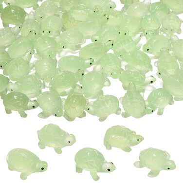 WOZADU 50 PCS Luminous Mini Resin Turtles Figurines, Cute Mini Resin Animals Turtles Bulk for Cake Toppers Party Decor Garden Micro Landscape DIY Hidden Game (5 Style)