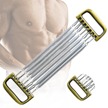 MKHUIBU Chest Expander for Men 7 Spring Adjustable, Chest Expander with Aluminum Handle Band, Strength Trainer for Home Office Gym Muscle Training Exerciser