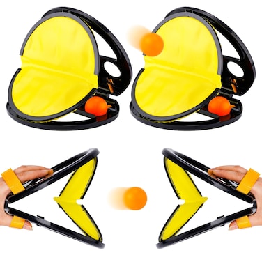 Toss and Catch Ball Set, 2pcs Nylon Cloth and Plastic Ball Claws &amp; 4pcs Plastic Balls Squap Catch Ball Outdoor Toy Easy to Carry Outdoor Games for Kids Outdoor Yard Games Beach
