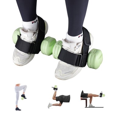 Abnaok 2PCS Dumbbell Foot Attachment, Tibialis Trainer Strap, Adjustable Ankle Weights, Ankle Straps for Weight Lifting, Leg Workouts at Home for Hip Flexors, Shin Splint, Hamstring Curls, Leg
