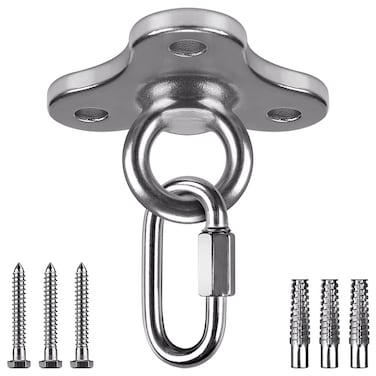Dolibest Ceiling Anchor, Ceiling Mount Bracket with Carabiner for Yoga Swing Suspension Mount Resistance Band Wall Anchor for Body Weight Strength Training Systems, 1100LB