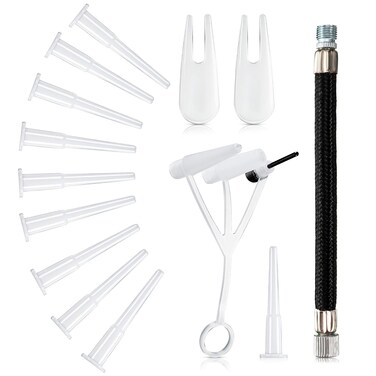 Skylety 16-Piece Exercise Ball Plug Replacement Kit with Needle, Nozzle, Rubber Hose, and Balloon for Yoga, Volleyball, Soccer, Basketball, and Other Inflatable Toys