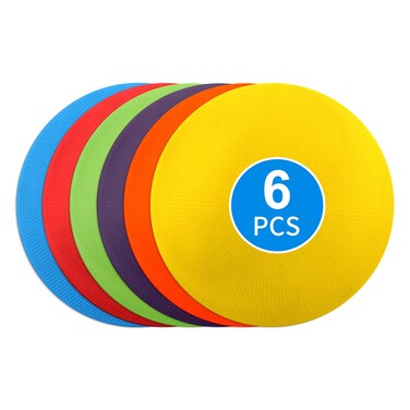 NINEFOX 9 Inch Spot Markers Flat Field Cones, 6 Pcs Non-Slip Poly Spots, Thickening, for Soccer Basketball Sports Speed Agility Training