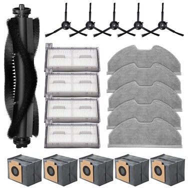 WYWY.Wide 20PCS Parts Compatible with eufy X8 Pro/ X8 Pro SES Robot Vacuums Replacement Parts, 5 Dust Bags, 5 Mop Cloth Pads, 5 Side Brushes, 4 HEPA Filters, 1 Main Brush, X8 Pro Accessories Kits