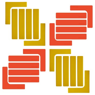 Eco Walker Court Lines Marker Kit Throw Down Markers Create Your Own Mini Pickleball Tennis Court (Red-Yellow I L Shape)