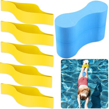 Blueweenly 6 Pcs Rubber Pulling Ankle Strap and Swim Buoy Pull Buoy Swim Training Swimming Ankle Bands Swimming Gear for Legs Swimming Training Equipment Accessories for Kids Adults Beginners
