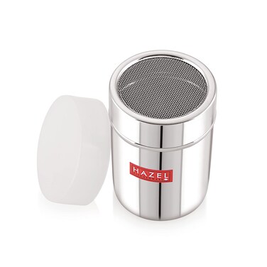 HAZEL Stainless Steel Powder Shaker with Lid for Kitchen   Cocoa Powder Sifter Sprinkler Dredgers for Coffee Salt Spices, 10.4 oz