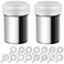 2 Stainless Steel Powder Shakers, SENHAI Mesh Shaker Powder Cans for Coffee Cocoa Cinnamon Powder with Lid, with 16 pcs Printing Molds Stencils