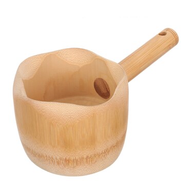 DOITOOL Wooden Water Ladle Long Handle Water Scoop Deep Bath Ladle Dipper Spoon Lotos Leaf Shaped Wood Water Spoon for Garden Kitchen Bathroom