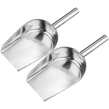 Homoyoyo 2pcs Flat Bottom Stainless Steel Spatula Grain Soy Nuts Rice Scoop Pet Feed Feeding Scoop Flour Spoon Shovel Stainless Steel Silver Ice Cube Shovel Ice Shovel Kitchen Shovel