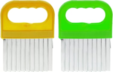 Crinkle Cutter - Pack of 2 - Potato Stainless Wavy Cutting Tool - Vegetable Cucumber Carrot Steel Wavy Chopper