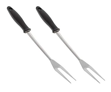 OFXDD Big Stainless Steel Steak Carving Fork - Pack of 2 - Long Heavy Duty Meat Turning Forks Cooking Utensil for BBQ