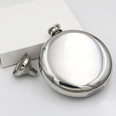 CNFLASK Mirror Finish 5oz Round Hip Flask 304 Stainless Steel Mirror Polished Liquid Container