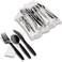 MT Products Heavy Weight Black Plastic Cutlery Set with Napkin Individually Wrapped - (50 Pieces) Disposable Utensils - Plasticware Forks, Spoons, Knives - Great for Parties or Picnic.