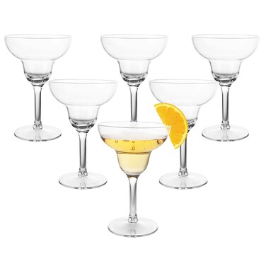 LOYORTY 6PCS 9oz Plastic Unbreakable Margarita Cocktail Glasses, Reusable Stemmed Margarita Glasses, Margarita Glasses Bulk for Margaritas, Pina Coladas, Martini