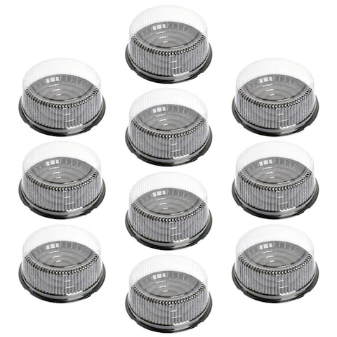 Mobestech 10Pcs Clear Cake Containers with Lids Plastic Round Cake Carrier Dessert Containers Individual Cake Slice Boxes for Dessert, Cake, Cookies, (4 inch)