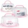 Baderke 3 Pcs Cake Carrier with Lid 9.8 Inch 10.8 Inch 12 Inch Cake Stand with Lid and Handle Portable Round Cake Carrier Plastic Cake Container Cake Holder Pink Cake Keeper for Transporting Cupcakes