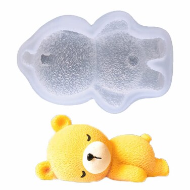 Guratapa 3D Sleeping Bear Doll Silicone Molds for DIY Fondant Candy Making Chocolate Mold Desserts Ice Cube Gum Clay Biscuit Plaster Resin Cupcake Topper Cake Decor Moulds
