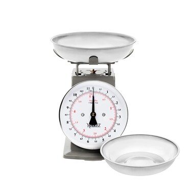 MARLIZ 11 lb/ 5Kg Old Antique Style Mechanical Kitchen Scale with 2 Bowls  Food Scale for Kitchen  Analog Kitchen Scale Kilogram/pounds  Analog Food Weight Scales  Meat Scale Grey