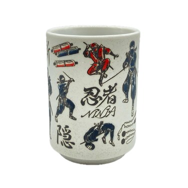 野口熊太郎茶園 Japanese Tea Cup, Sushi Yunomi, 9.1Fl oz, Mino Ware, Ceramic, Printed NINJA