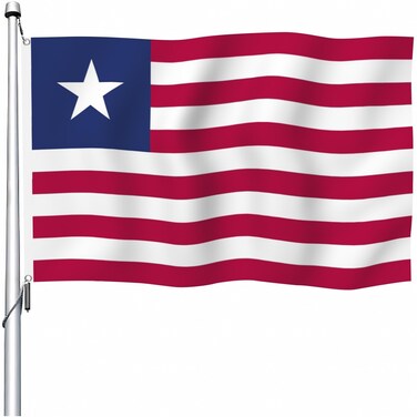 YongFoto Liberia Flag 1x1.5ft Double Sided Liberian Flags Banner for Outdoor Celebrations Home Garden Porch Party Decoration Flags with 2 Sturdy Grommets Precision Machine Stitched