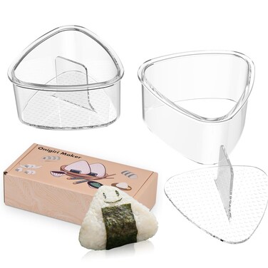2PCS Clear Onigiri Rice Ball Mold Makers,Triangle Rice Ball Mold Maker,Sushi press Mold for Kid Lunch Bento, Non-stick, BPA-Free